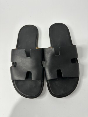 HERMES ブラック レザー ミュール 37.5 大人カジュアル【HERMES】エルメス Extra エクストラ サンダル (HERMES