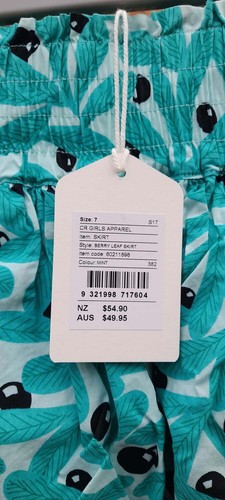 Girls Size 7 COUNTRY ROAD DESIGNER green skirt. BNWT - Picture 4 of 4