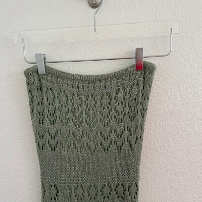 SNDYS x REVOLVE Strapless Crochet Maxi Dress in Green Shimmer | eBay