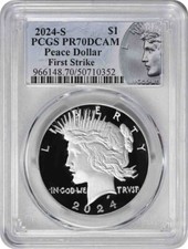 2024-S Peace Silver Dollar PR70DCAM First Strike PCGS (Peace Label)
