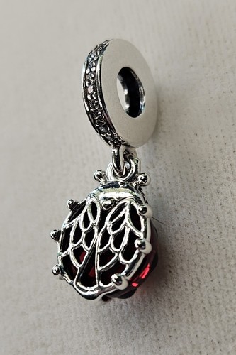 Authentic Pandora Jewelry Pave Red Murano Ladybird Ladybug Dangle Charm New! - Picture 8 of 9