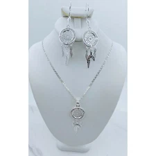 925 Sterling Silver earrings & pendant set dream catcher - Aretes y cadena plata