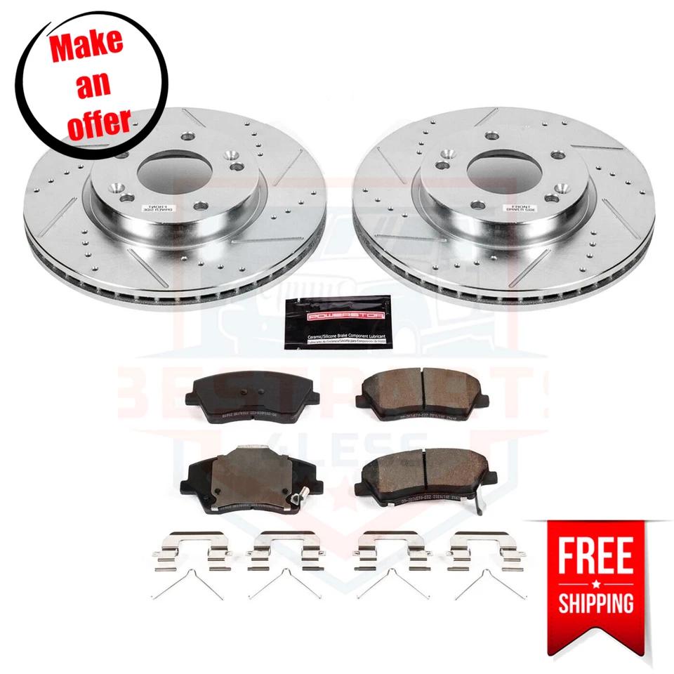 Powerstop K7370 Brake Disc and Pad Kit front for 2018-2020 Hyundai Elantra SEL - Image 2 of 3