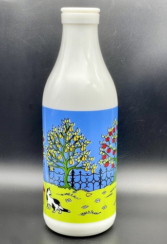 Vintage Milchglas Carlton Saftflasche Apfelbäume Enten Katze - Bild 3 von 14