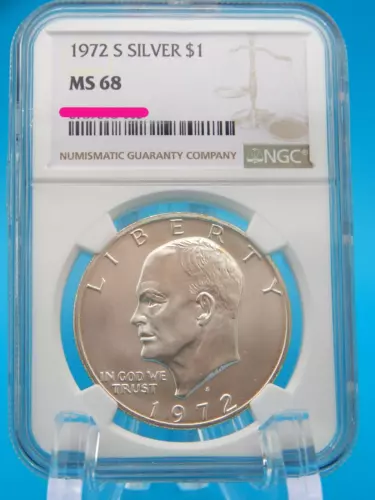 1972 S ISENHOWER SOLVER DOLLAR  NGC GRADED  MS 68  (BT660)