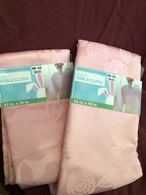 Pink Fabric Table Cloth 52 X 70  New Hobby Lobby Floral Lot Of 2