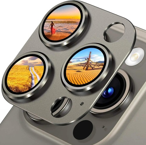 Titanium Black Metal Glass Camera Lens Screen Protector For iPhone 16 Pro Max 16 - Photo 36 sur 88