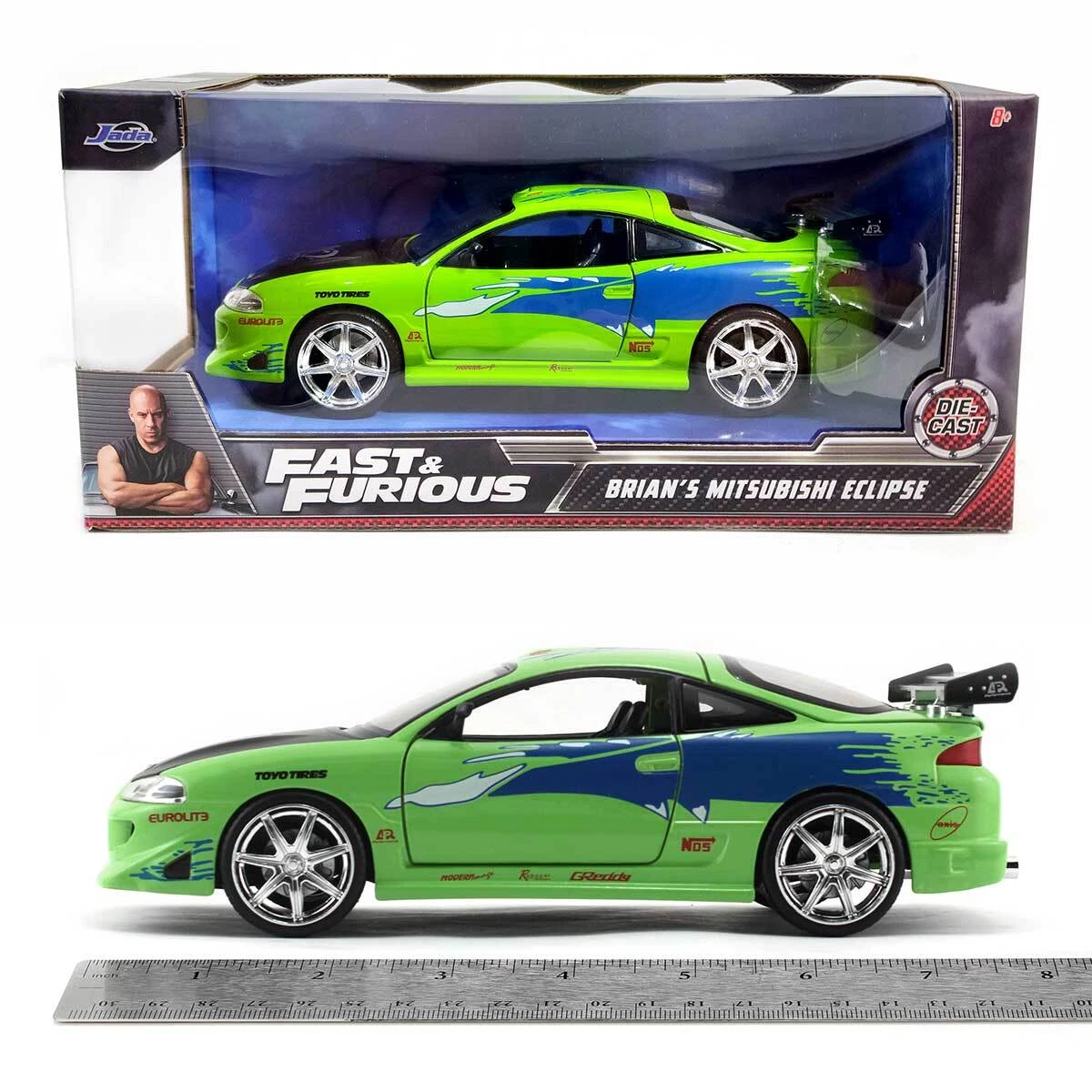 Jada Toys Fast Furious Brian s 95 Mitsubishi Eclipse Green 1 24 Scale
