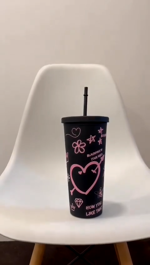 BLACKPINK Tumbler Cup 700ml with Straw – Kpop Water Bottle