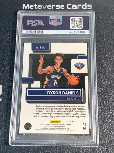 2022-23 Donruss Optic Dyson Daniels Rated Rookie RC Black Velocity /39 PSA 10 - 第 2/2 張圖片