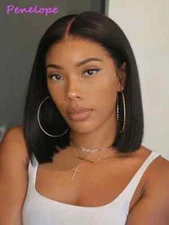 13x4 Bone Straight Short Bob Lace Frontal Human Hair Glueless Wigs Pre Plucked