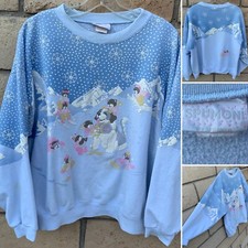 Spumoni Winter Theme Snow Ski Sled Teddy Bear St Bernard Sweatshirt M Vintage