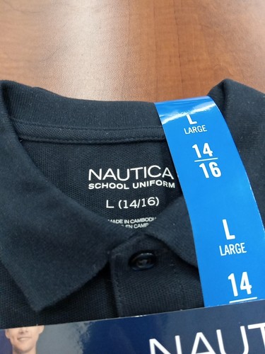 Nautica School Uniform Boys 2 Pack Short Sleeve Navy Blue Size Large 14/16 - Picture 4 of 4