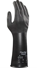 New Ansell ChemTek Chemical Resistant Black Gloves 14" Length 14 Mils Thick L XL