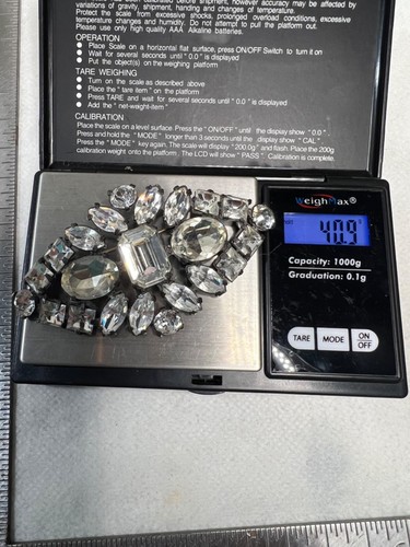 Grande Spilla Strass Trasparenti STRLG Set Puntale Argento 3,5" Lungo Ovale (BRCH3070) - Foto 7 di 7