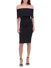 Vince Camuto Off-The-Shoulder Midi Cocktail Dress Black Size 4