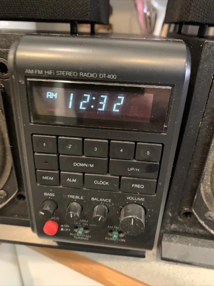 Denon DT-400 AM/FM HiFi Stereo Tabletop Clock Radio Black With Speakers - Image 2 of 4