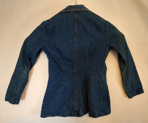 Levis Cursive L Orange Tab Damen Gr. 11 Denim Blazer Jacke 2 Knopf Fehler Vintage - Bild 2 von 18