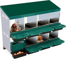 Chicken Hen Nesting Box 8 Compartment Chicken Laying Boxes Roll Away Egg Coop US