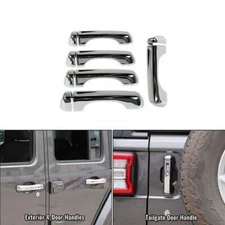 For 2018-2023 Jeep Wrangler JL ABS Chrome Door Handle&Tailgate Handle Cover Trim