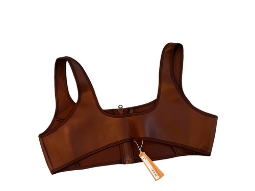 SKIMS RUBBERIZED SCUBA SWIM/TOP, FRONT ZIPPER, COCOA COLOR, 4X - Picture 4 of 4