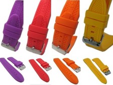 22mm Silicone Rubber Chrono Sport Curved End Diver Watch Band Strap