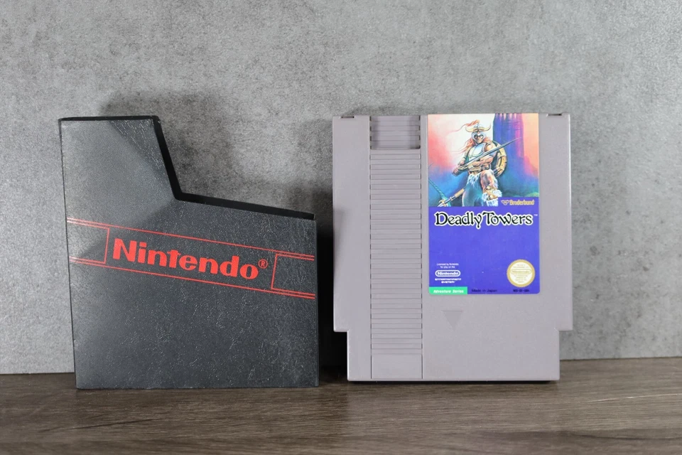 Original Nintendo NES 'Deadly Towers' game cartridge with sleeve - Image 2 of 3
