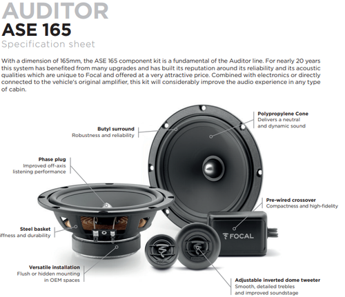 FOCAL KIT ASE-165 WOOFER TWEETER CROSSOVER 2 VIE 16,5CM ALTOPARLANTE CASSE AUTO - Imagen 10 de 10