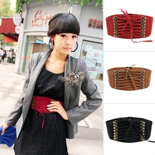 Women Ladies Fashion Stretch Elastic Waist Belt Wide Band Cinch Dress Waistband♡ - Picture 7 of 41
