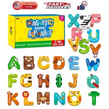 Large Size Magnetic Letters, Cute Animal Alphabet ABC Magnets for Fridge Colo...