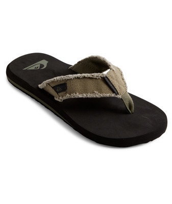 QUIKSILVER HERREN FLIP FLOPS. MONKEY ABYSS KHAKI AUSGEFRANSTE CANVAS ZEHENRIEMEN SANDALEN W26
