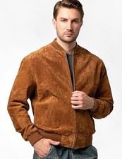 Men’s Vintage Cowhide Leather Baseball Jacket – Classic Bomber Style Outerwear