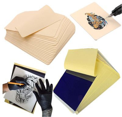 Kit con 20 piezas: 5 pieles de práctica y 15 papeles de transferencia para tatua