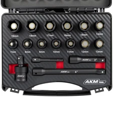 17PCS 3/8 Inch Drive Magnetic Impact Socket Set, Metric, 7mm-19mm, 6 Point, C...