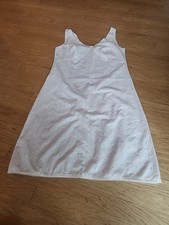 Vintage Unbranded Cotton Eyelet Trim Slip Dress  White  Sz Small