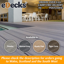 Eva-Last I-Series PVC Decking Boards Multiple Colours 4.8m Lengths