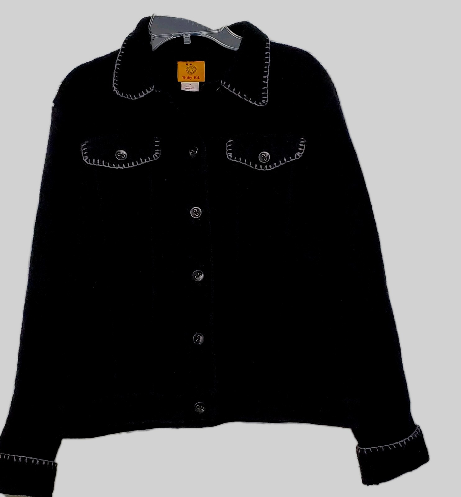 Ruby Rd  Womens Black Jacket Wool Leather Buttons… - image 9