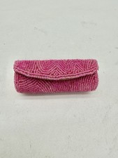 Mary Kay Signature Hot Pink Lipstick Case Beaded Mirror Snap Lip Balm Holder MK