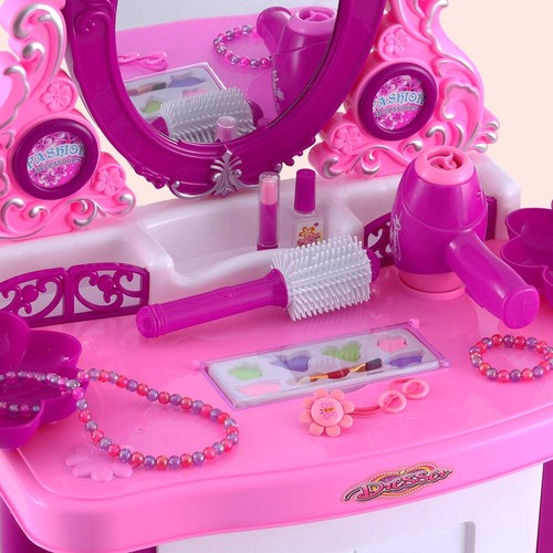 Keezi Kids Pretend Makeup Play Set Dressing Table Chair Girls Toys Children - Picture 4 of 6