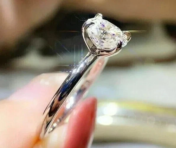 4.00Ct Oval Cut Natural Lab Grown Diamond Solid 14K White Gold Wedding Ring - Image 4 of 4