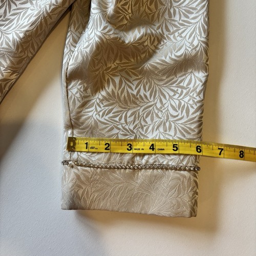 Karen Miller Formal Dress Jacket Ivory Cream Brocade Brooch Closure Rhinestones - Picture 14 of 21