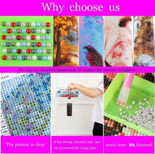 Diamond Painting Kits for Adults,5d DIY Full Round 12x16 inches, multicolor - Picture 4 of 8