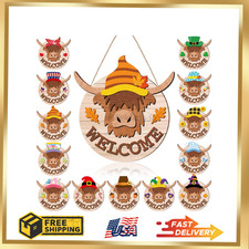 13 Set Interchangeable Highland Cow Welcome Sign 118 Inch Summer Fall Seasonal