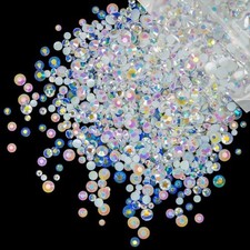 qiipii Resin Rhinestones for Bedazzling Crafting 3mm-6mm White AB Crystal Tra...