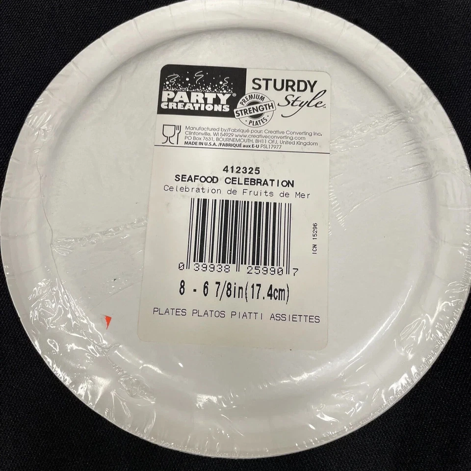 Seafood Celebration 7 Inch Plates 8 Pack Nautical Cruise Party Birthday - Image 3 of 3