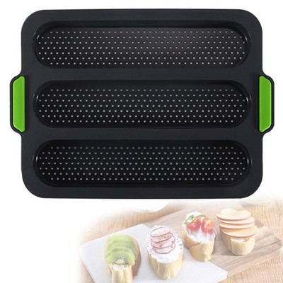 Silicone Baguette Pan,Nonstick 3 Wave Loaves French Toast Bread Baking Tray B...