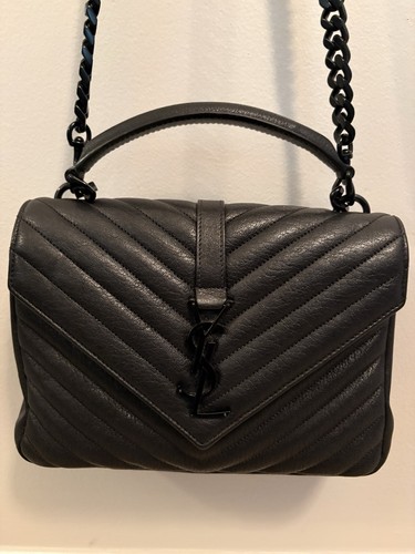Saint Laurent College Shoulder Bag Medium Black Leather