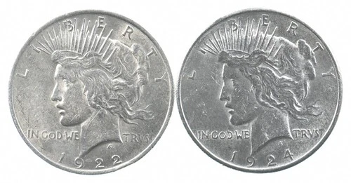 1922 & 1924 & Peace Silver Dollar $1 Bullion Collection Lot *850