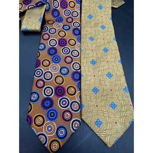 TRUE Vintage Mens Ties Set of 2 100% Silk Holland & Sherry Robert Nordstrom - Picture 2 of 6