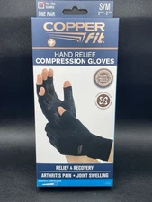 Copper Fit Hand Arthritis Compression Gloves | 1 Pair | Black | S/M | Moderate